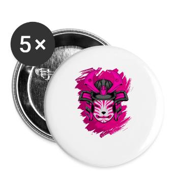 Kitsun Vaporwave Japanese Kami Vaporwave Kitsune - Buttons large 2.2''/56 mm (5-pack) - white - Front