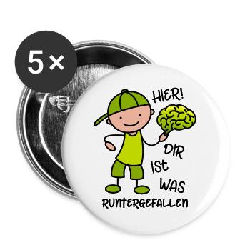 Hier! Dir ist was runtergefallen - Gehirn - Buttons groß 56 mm (5er Pack) - Weiß - Vorne