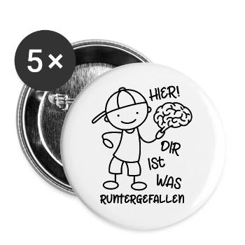 Strichmännchen Gehirn - Dir ist was runtergefallen - Buttons groß 56 mm (5er Pack) - Weiß - Vorne