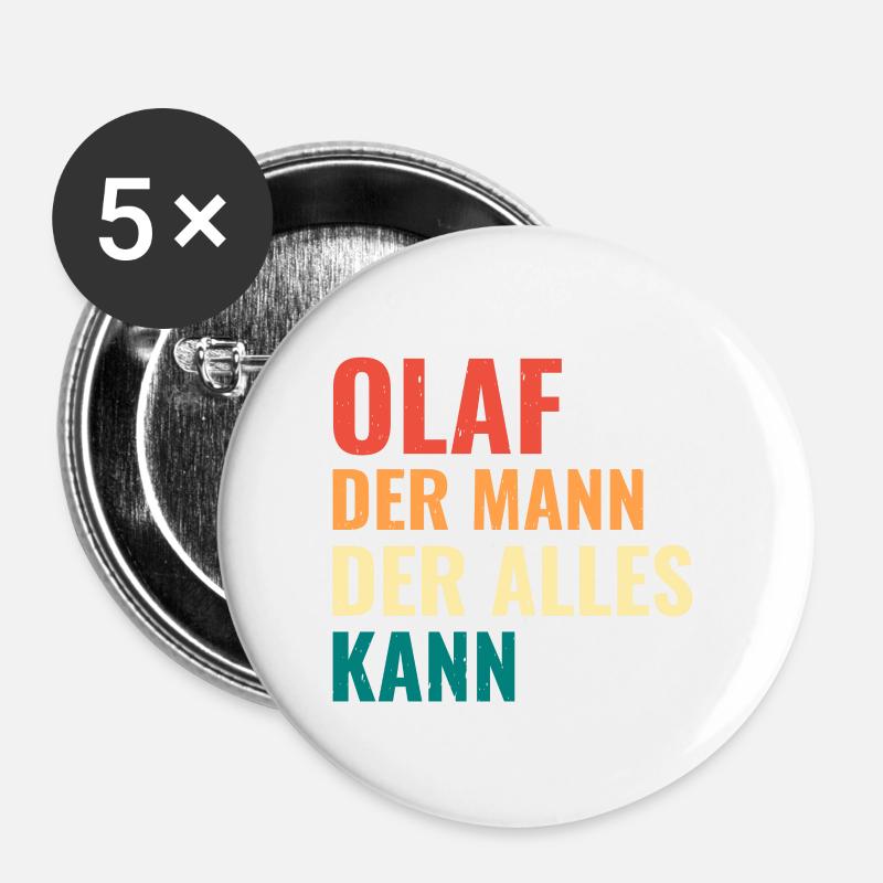 Olaf Der Mann Der Alles Kann Vorname Olaf - Buttons groß 56 mm (5er Pack) - Weiß