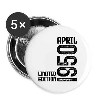 Gift April 1950. Birthday April 1950. April. - Buttons large 2.2''/56 mm (5-pack) - white - Front