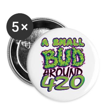 MARIHUANA SMOKE 420 CANNABIS WEED HANF DESIGN - Buttons groß 56 mm (5er Pack) - Weiß - Vorne