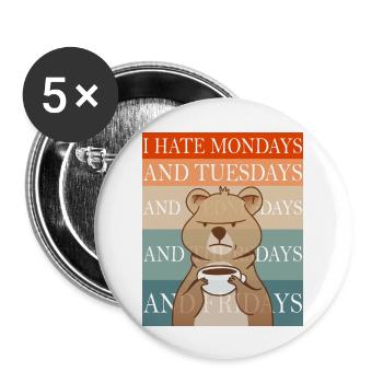 i Hate Mondays , people, Morgenmuffel - Buttons groß 56 mm (5er Pack) - Weiß - Vorne