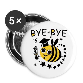 BYE BYE Biene - Buttons groß 56 mm (5er Pack) - Weiß - Vorne