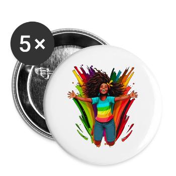 Vielfalt, Diversität, BLM, Regenbogen - Buttons groß 56 mm (5er Pack) - Weiß - Vorne