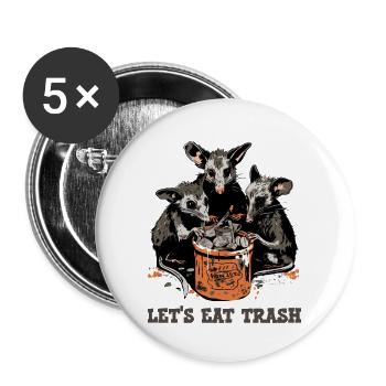 Possum lässt Müll essen - Buttons groß 56 mm (5er Pack) - Weiß - Vorne