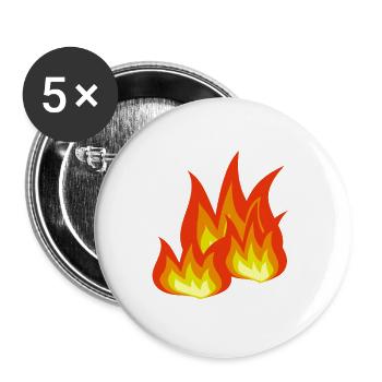 Flammen Feuer - Buttons groß 56 mm (5er Pack) - Weiß - Vorne