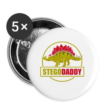 Stegodaddy Dinosaurier Daddy Dino Reptil Vatertag - Buttons groß 56 mm (5er Pack) - Weiß - Vorne