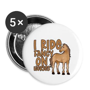 Je monte fantaisie sur les chevaux 2 - Lot de 5 grands badges (56 mm) - blanc - Devant