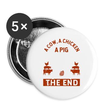 A cow, a chicken and a pig go into a - Buttons large 2.2''/56 mm (5-pack) - white - Front