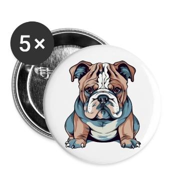 French Bulldog - Buttons large 2.2''/56 mm (5-pack) - white - Front
