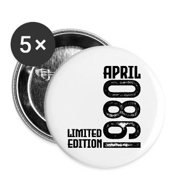 Gift April 1980. Anniversary April 1980. April. - Buttons large 2.2''/56 mm (5-pack) - white - Front