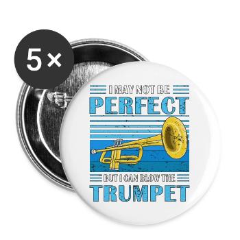 TROMPETE BUT I CAN BLOW THE TRUMPET - Buttons groß 56 mm (5er Pack) - Weiß - Vorne
