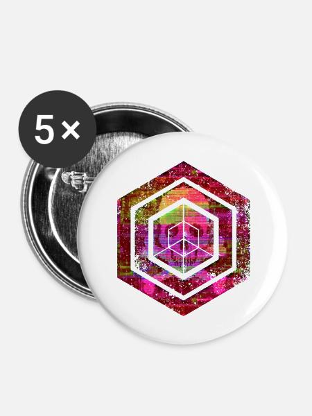 Hexagon-Programmierung Programmierer Codierung geometrisch - Buttons groß 56 mm (5er Pack) - Weiß