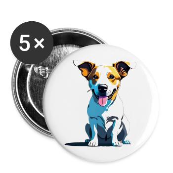 Jack Russel panting - Buttons large 2.2''/56 mm (5-pack) - white - Front