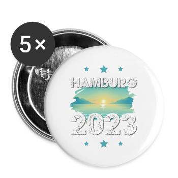 Hamburg 2023 - Buttons groß 56 mm (5er Pack) - Weiß - Vorne