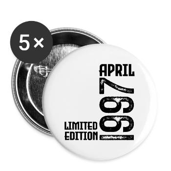 Gift April 1997. Anniversary April 1997. April. - Buttons large 2.2''/56 mm (5-pack) - white - Front
