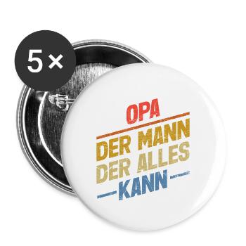 Opa Der Mann Der Alles Kann Vatertag Großvater - Buttons groß 56 mm (5er Pack) - Weiß - Vorne