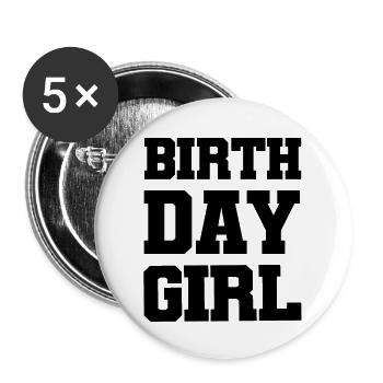 fille d’anniversaire - Lot de 5 grands badges (56 mm) - blanc - Devant