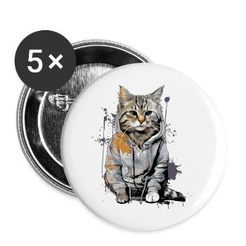 Koco the cat - Buttons large 2.2''/56 mm (5-pack) - white - Front