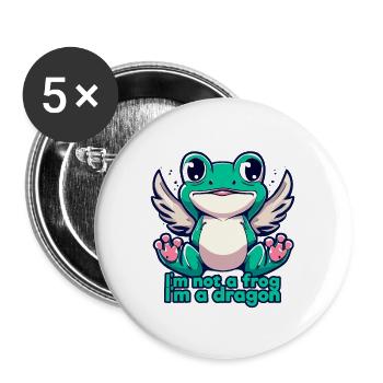 I M NOT A FROG I AM A DRAGON - Buttons large 2.2''/56 mm (5-pack) - white - Front