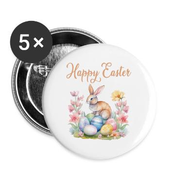 Frohe Ostern Hase Osterei für einen Osterhasen - Buttons groß 56 mm (5er Pack) - Weiß - Vorne