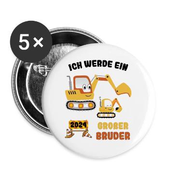 Ich Werde Ein Großer Bruder 2024 - Buttons groß 56 mm (5er Pack) - Weiß - Vorne