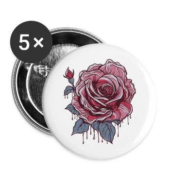 Red Rose - Buttons large 2.2''/56 mm (5-pack) - white - Front