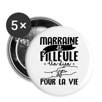 Marraine et filleule - Lot de 5 grands badges (56 mm) - blanc - Devant