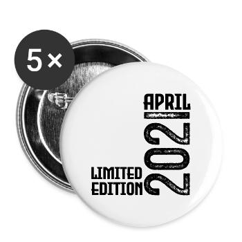 Cadeau Avril 2021. Anniversaire avril 2021. April. - Lot de 5 grands badges (56 mm) - blanc - Devant