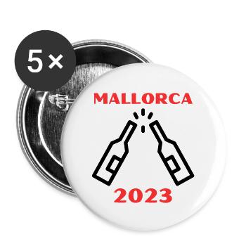 Auf nach Mallorca! Für Malle Fans - Partydesign! - Buttons groß 56 mm (5er Pack) - Weiß - Vorne