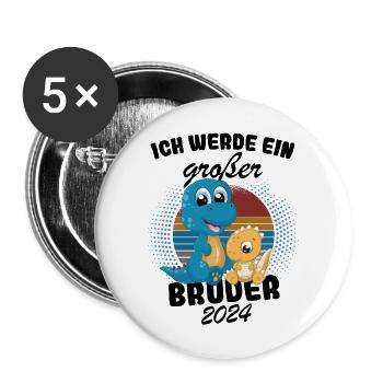 Ich Werde Großer Bruder 2024 - Buttons groß 56 mm (5er Pack) - Weiß - Vorne