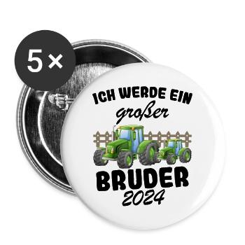 Ich Werde Großer Bruder 2024 - Buttons groß 56 mm (5er Pack) - Weiß - Vorne