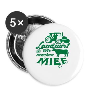 "Landwirt - Wir machen Mief" - Buttons groß 56 mm (5er Pack) - Weiß - Vorne