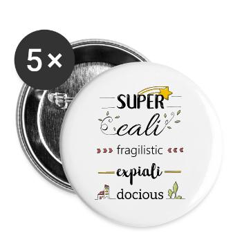 Magie et fun - Lot de 5 grands badges (56 mm) - blanc - Devant