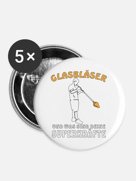 GLASBLÄSER - Buttons groß 56 mm (5er Pack) - Weiß
