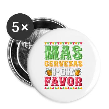 Mas Cervezas Por Favor Party Cinco De Mayo - Buttons groß 56 mm (5er Pack) - Weiß - Vorne
