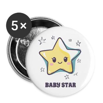 Babystern - Buttons groß 56 mm (5er Pack) - Weiß - Vorne