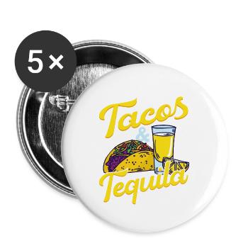 Tacos & Tequila Party Cinco De Mayo - Buttons groß 56 mm (5er Pack) - Weiß - Vorne