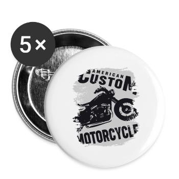 American Custom Motorcycle And Racing - Lot de 5 grands badges (56 mm) - blanc - Devant