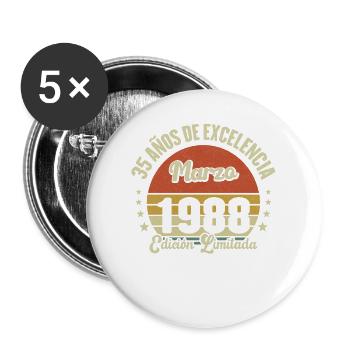 Mars 1988 | anniversaire 1988 Vintage Mars - Lot de 5 grands badges (56 mm) - blanc - Devant