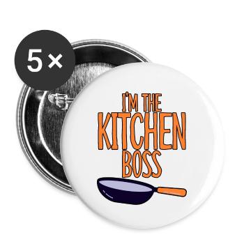 Je suis le patron de la cuisine 2 - Lot de 5 grands badges (56 mm) - blanc - Devant