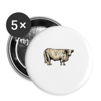 Galloway Rind I Schottland Rinderzucht für - Buttons groß 56 mm (5er Pack) - Weiß - Vorne