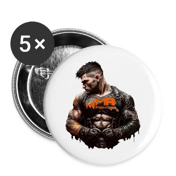 MMA Fighter - Buttons groß 56 mm (5er Pack) - Weiß - Vorne