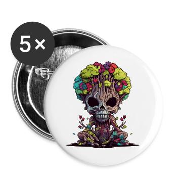 Floraison du crâne d’arbre - Lot de 5 grands badges (56 mm) - blanc - Devant