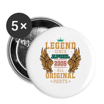 légende depuis avril 2005 cadeau d'anniversaire - Lot de 5 grands badges (56 mm) - blanc - Devant
