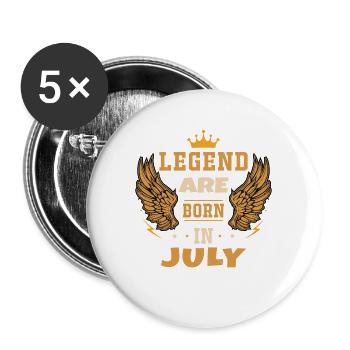 The legend born in July birthday gift - Buttons large 2.2''/56 mm (5-pack) - white - Front