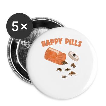 Happy Pills Tarantula Lustige Spinnen Liebhaber Humor - Buttons groß 56 mm (5er Pack) - Weiß - Vorne