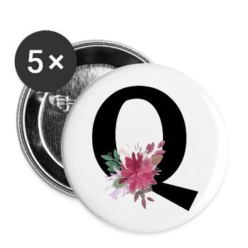 Blumenbuchstabe q - Buttons groß 56 mm (5er Pack) - Weiß - Vorne