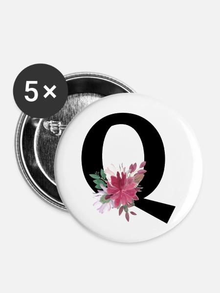 Blumenbuchstabe q - Buttons groß 56 mm (5er Pack) - Weiß